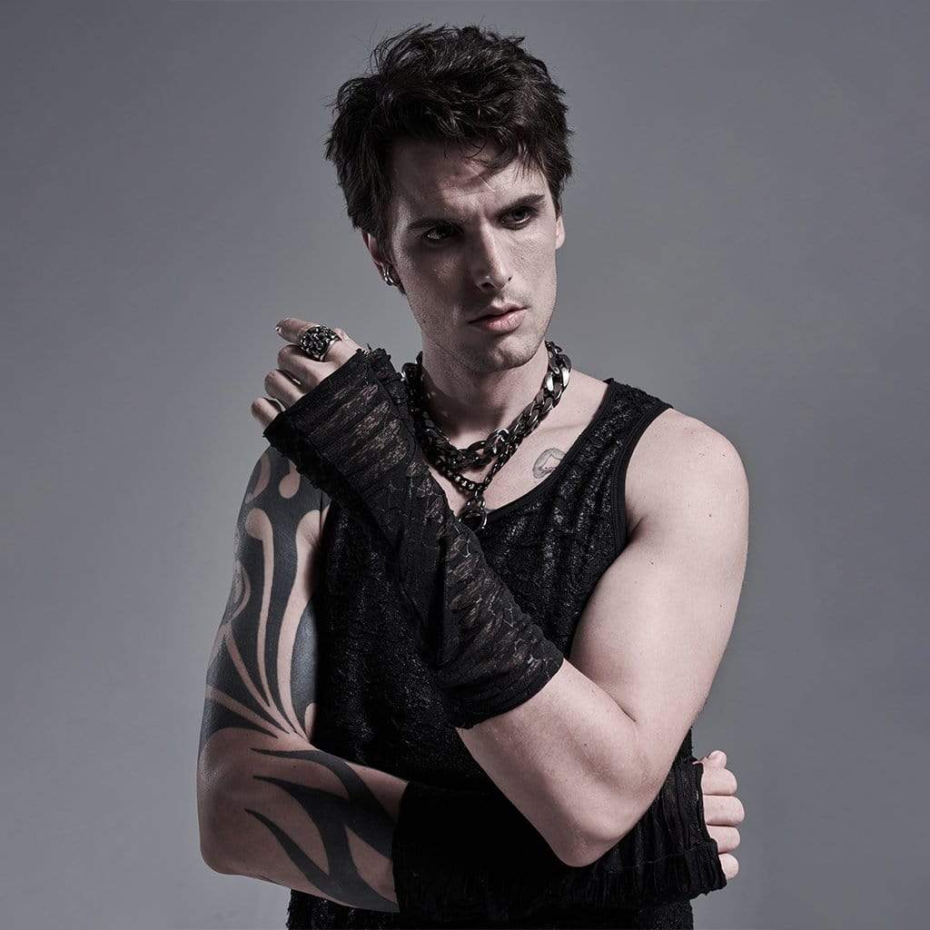 Men's Gothic Ripped Long Gloves