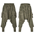 PUNK RAVE Men's Gothic Ripped Sagging Pants with Straps