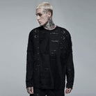 Punk Rave Men's Gothic Ripped Splice Knitted Top