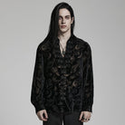 PUNK RAVE Men's Gothic Sheer Chomper Velvet Shirt