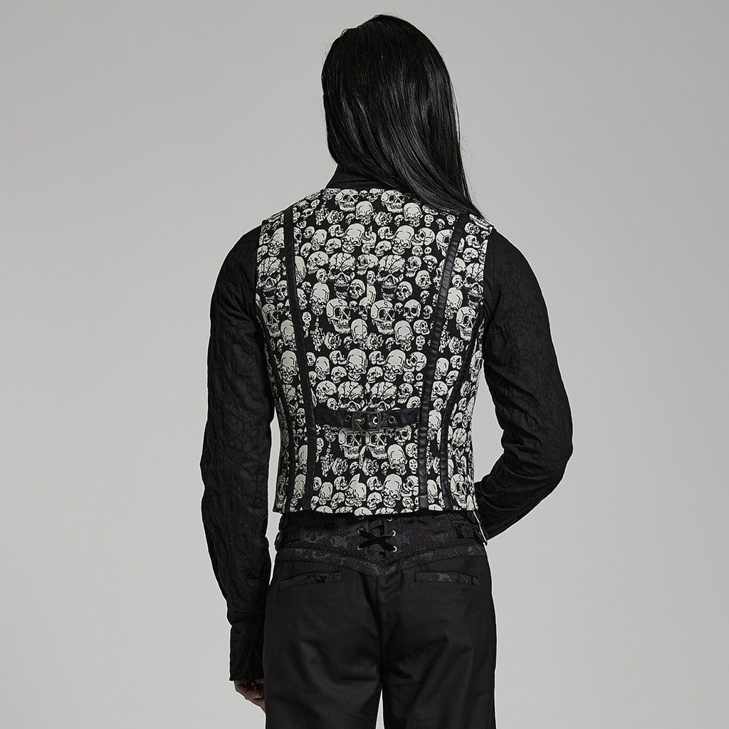 PUNK RAVE Men's Gothic Skulls Printed Vest