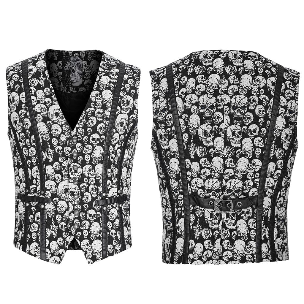 PUNK RAVE Men's Gothic Skulls Printed Vest