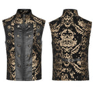 PUNK RAVE Men's Gothic Stand Collar Embossed Vest