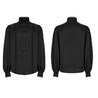 PUNK RAVE Men's Gothic Stand Collar Puff Sleeved Shirt