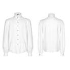 PUNK RAVE Men's Gothic Stand Collar Puff Sleeved Shirt
