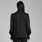 PUNK RAVE Men's Gothic Stand Collar Ruched Shirt with Scarf