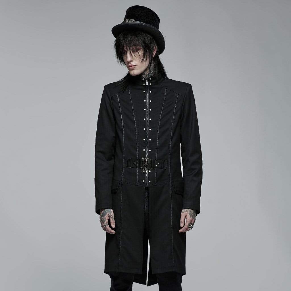 Punk Rave Men's Gothic Stand Collar Skeleton Embroidered Coat