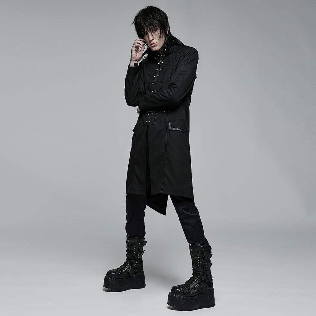 Punk Rave Men's Gothic Stand Collar Skeleton Embroidered Coat