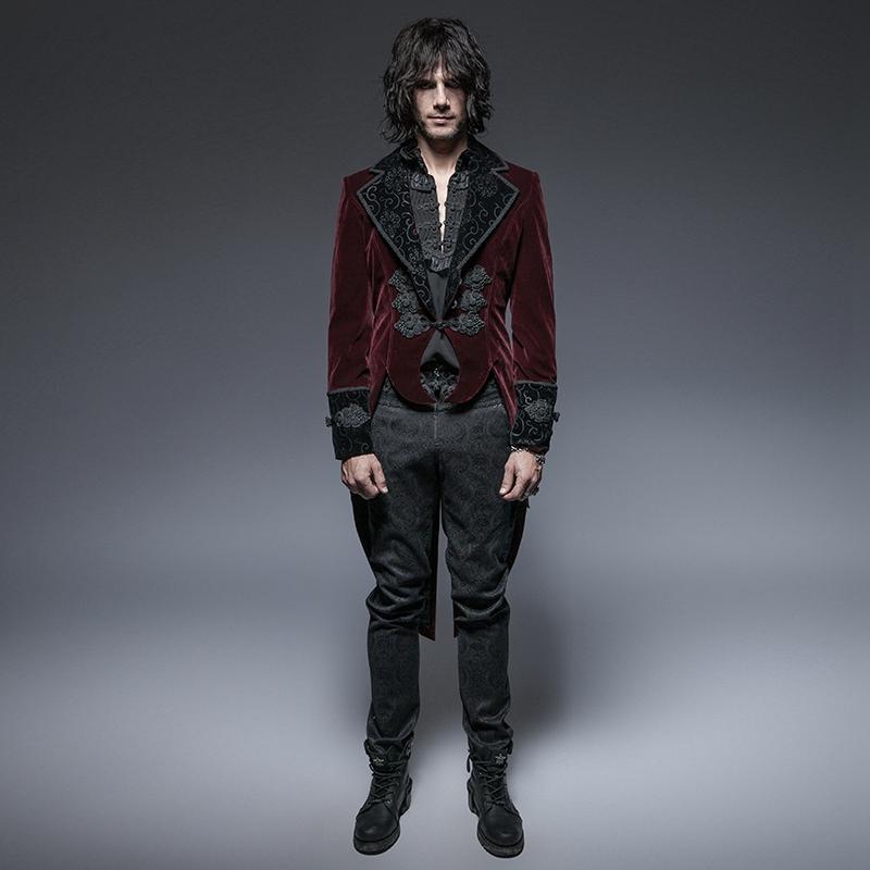 Men's Gothic Victorian Scissors Tail Velour Overcoat – Punk Design