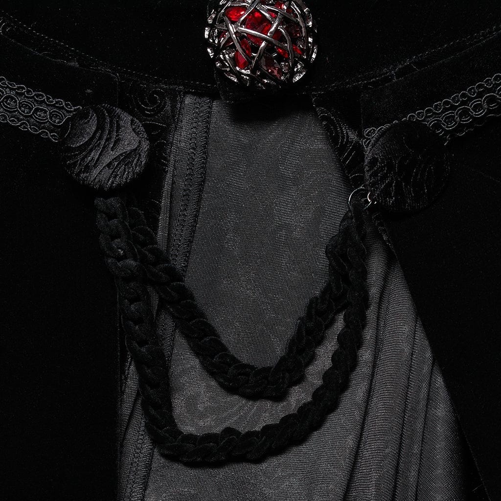 Punk Rave Men's Gothic Wizard Collar Velvet Cloak