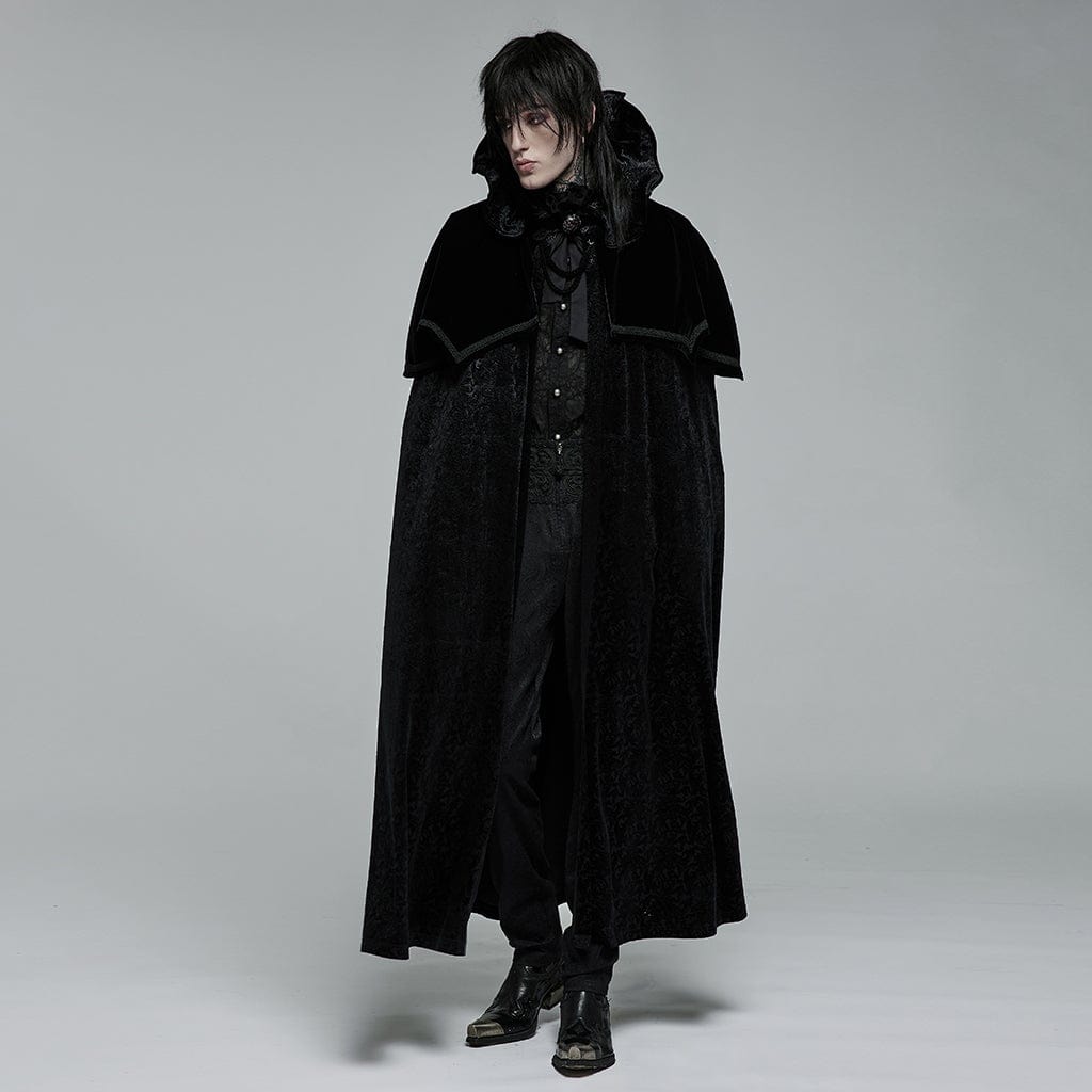 Punk Rave Men's Gothic Wizard Collar Velvet Cloak
