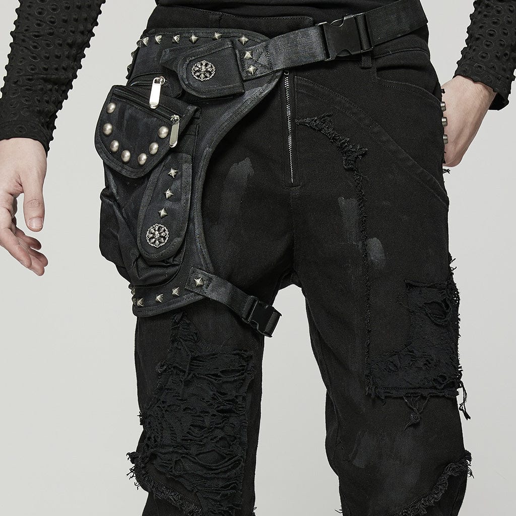 美品 完売PUNK RAVE リングベルト付きパンクパンツ 黒 S ゴシック Men's Punk Big-Pocket Rivet Waist Bag – Punk Design