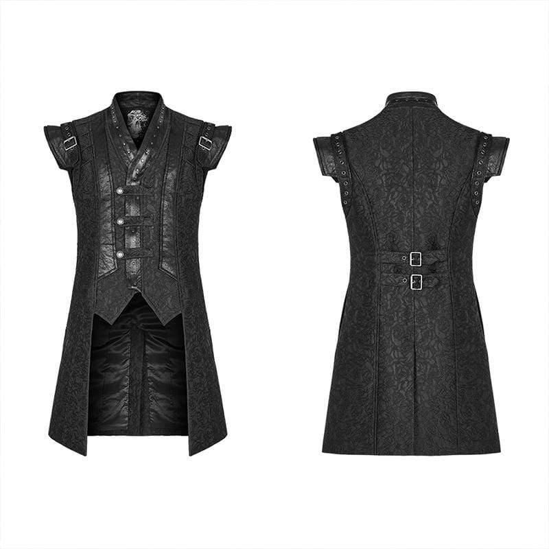 Men's Punk Buckle-up Short Stand Collar Waistcoats