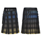 PUNK RAVE Men's Punk Color Gradient Plaid Kilt