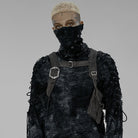 PUNK RAVE Men's Punk Distressed Buckles Harness with Bag