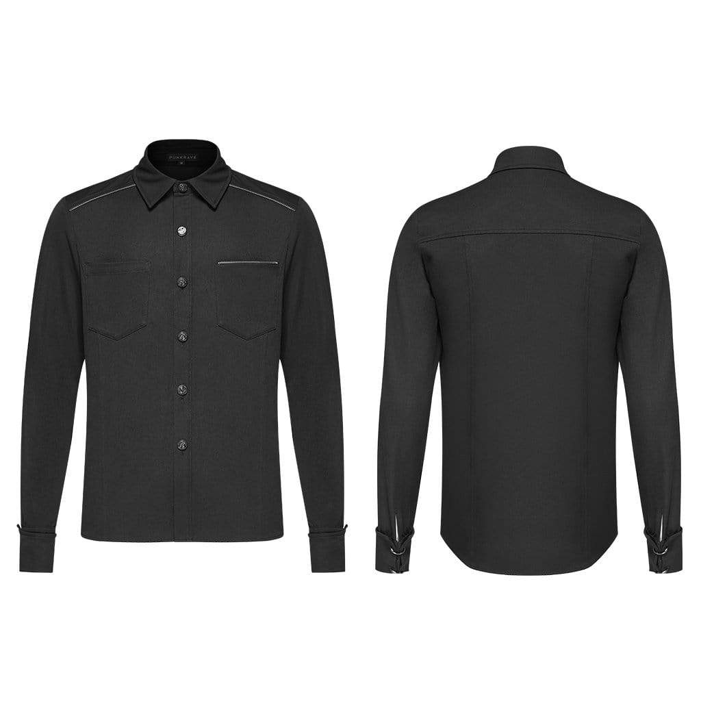 Men's Punk Dress Shirt Black&White