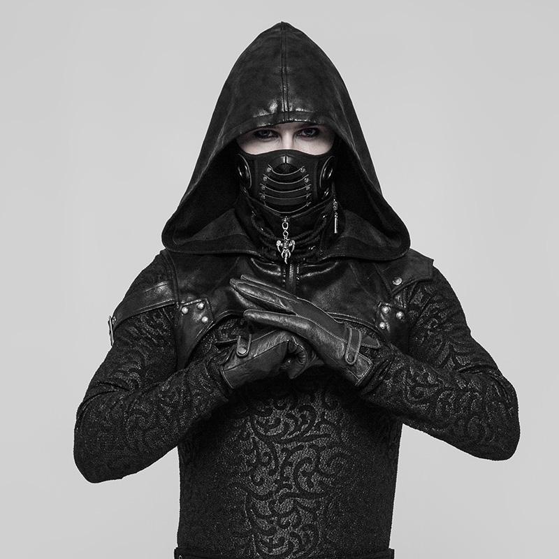 Men's Punk Faux Leather Face Mask