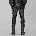 PUNK RAVE Men's  Punk Faux Leather Pants with Strap