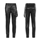 PUNK RAVE Men's  Punk Faux Leather Pants with Strap