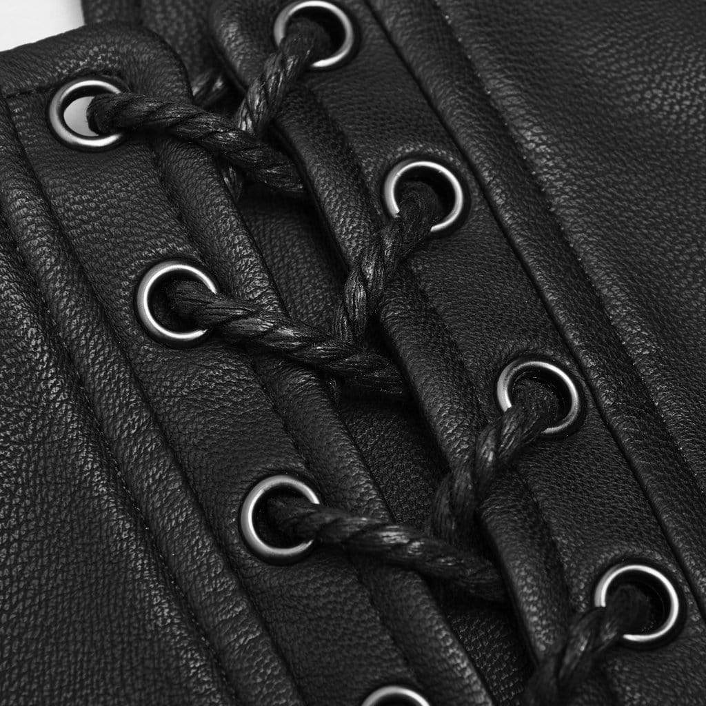 Men's Punk Front Zipper Faux Leather Waist Belt