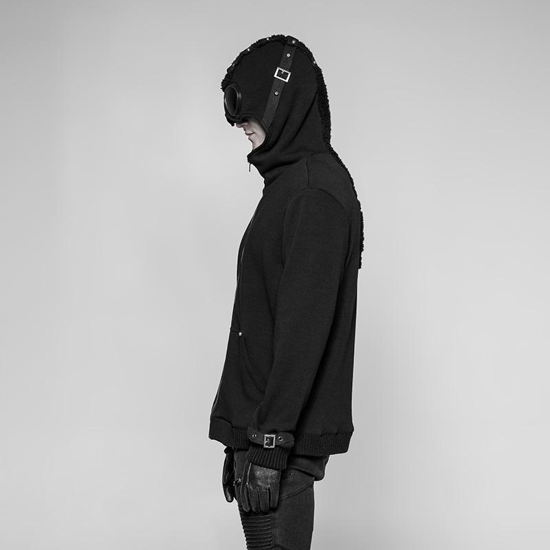 Men's Punk Hoodie With Ribbed Cuffs