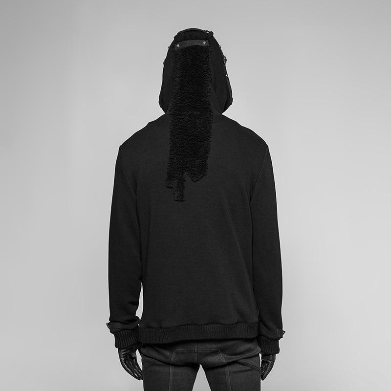 Men's Punk Hoodie With Ribbed Cuffs