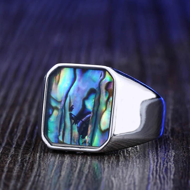 Men's Punk Inlaid Shell Colorful Ring