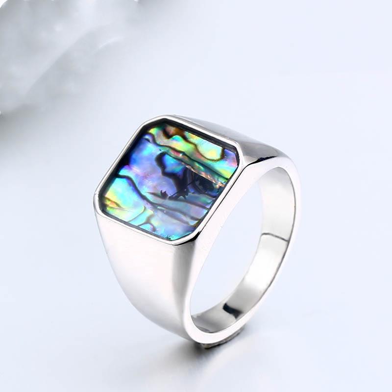 Men's Punk Inlaid Shell Colorful Ring