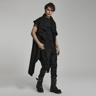 PUNK RAVE Men's Punk Irregular Ripped Casual Vest