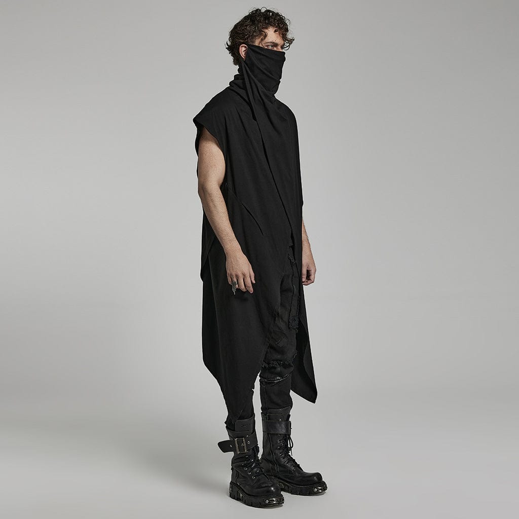 PUNK RAVE Men's Punk Irregular Ripped Casual Vest