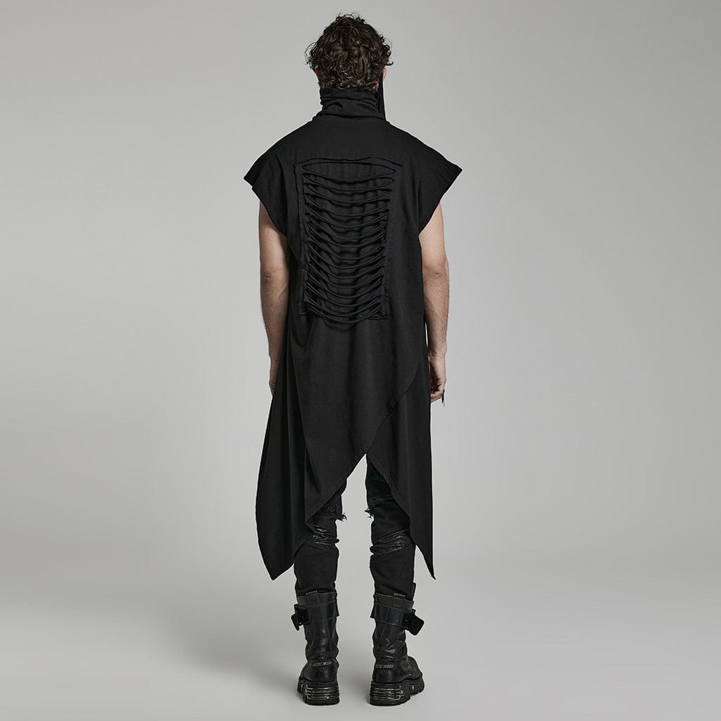 PUNK RAVE Men's Punk Irregular Ripped Casual Vest