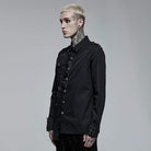 Punk Rave Men's Punk Irregular Skull Buckle Shirt