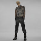 PUNK RAVE Men's Punk Mesh Sheer Shirt