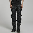 PUNK RAVE Herren Punk Mesh Splice Strap Pants