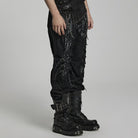 PUNK RAVE Herren Punk Mesh Splice Strap Pants