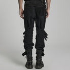 PUNK RAVE Herren Punk Mesh Splice Strap Pants