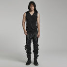 PUNK RAVE Herren Punk Mesh Splice Strap Pants