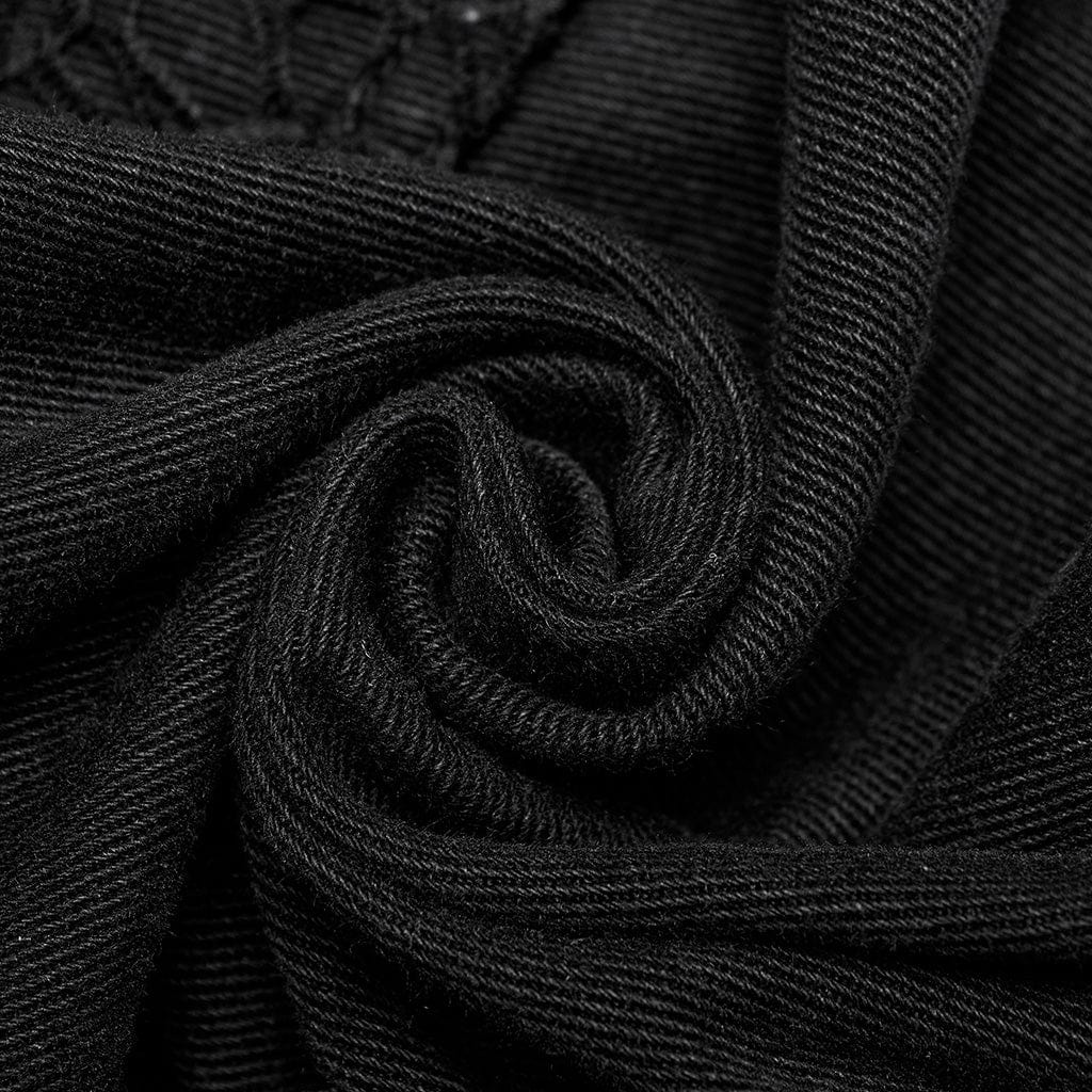 PUNK RAVE Herren Punk Mesh Splice Strap Pants