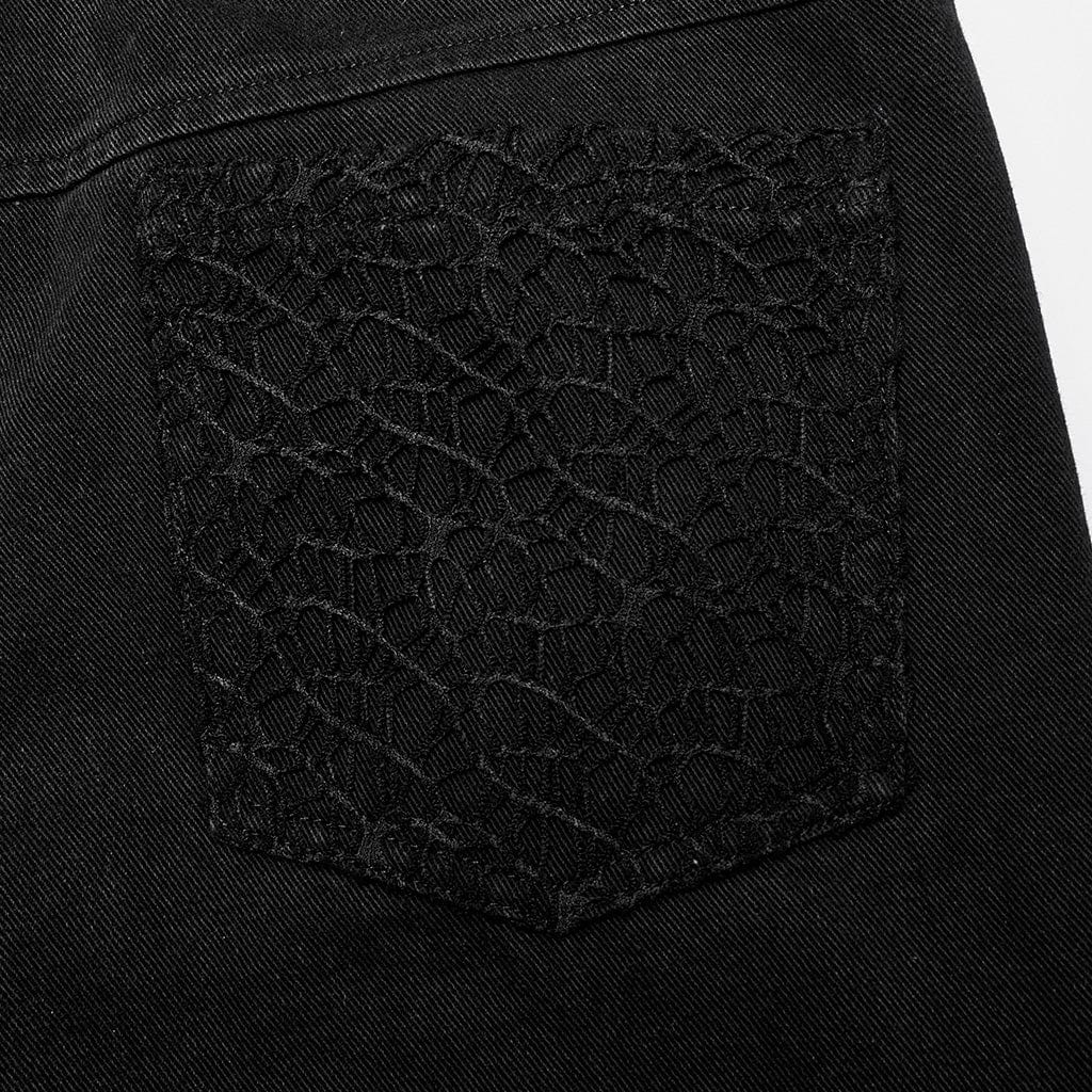 PUNK RAVE Herren Punk Mesh Splice Strap Pants