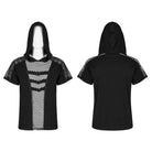 PUNK RAVE Men's Punk Mesh Splice T-shirt with Hood