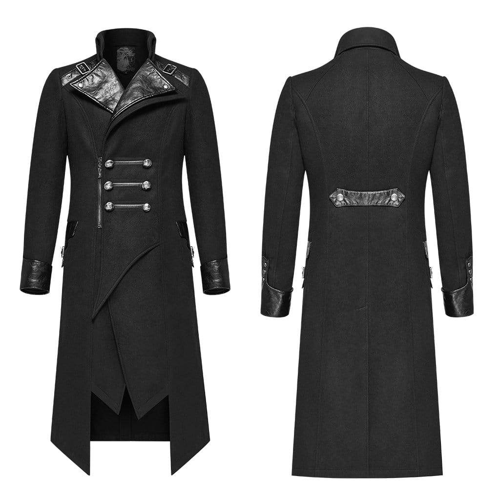 Men's Punk Military Style Double-breasted Long Coat
