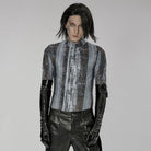 PUNK RAVE Men's Punk Patent Leather Long Gloves with Chain