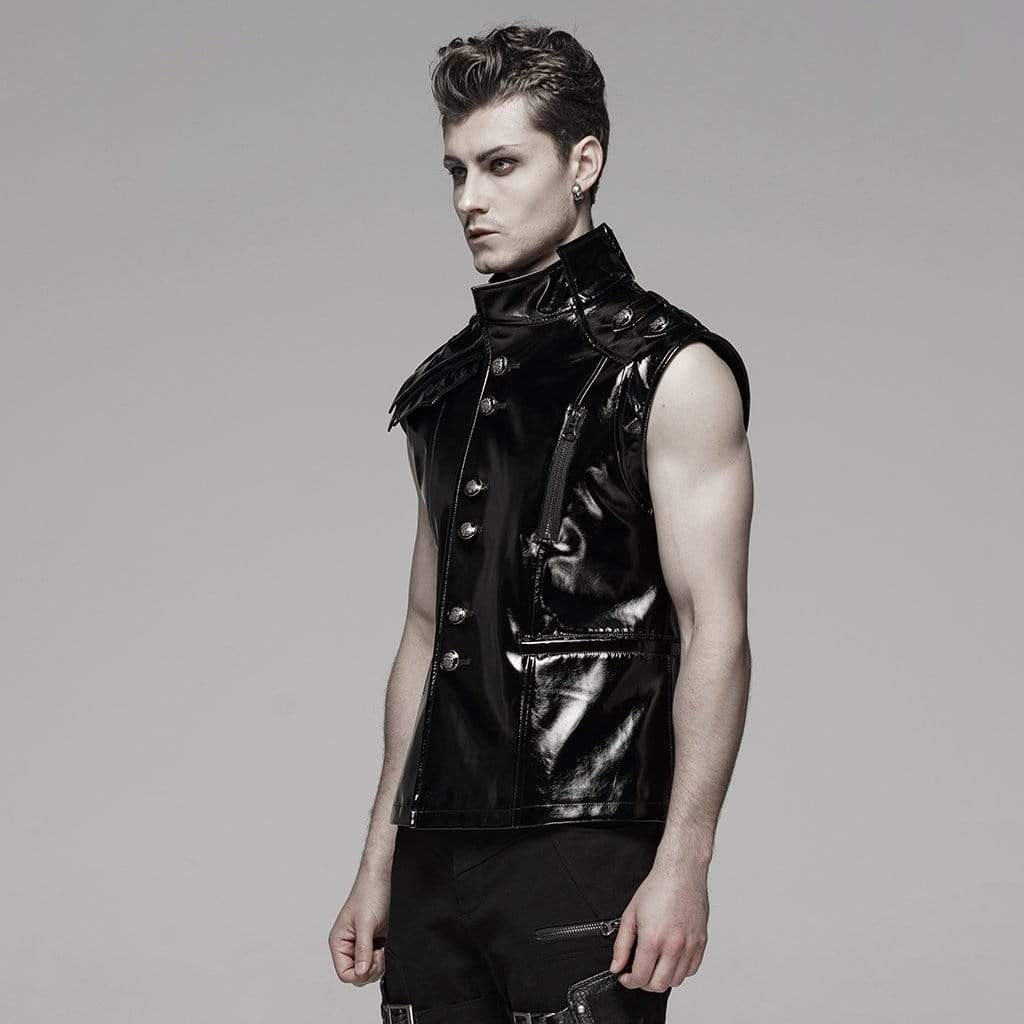 Men's Punk Patent Leather Waistcoat