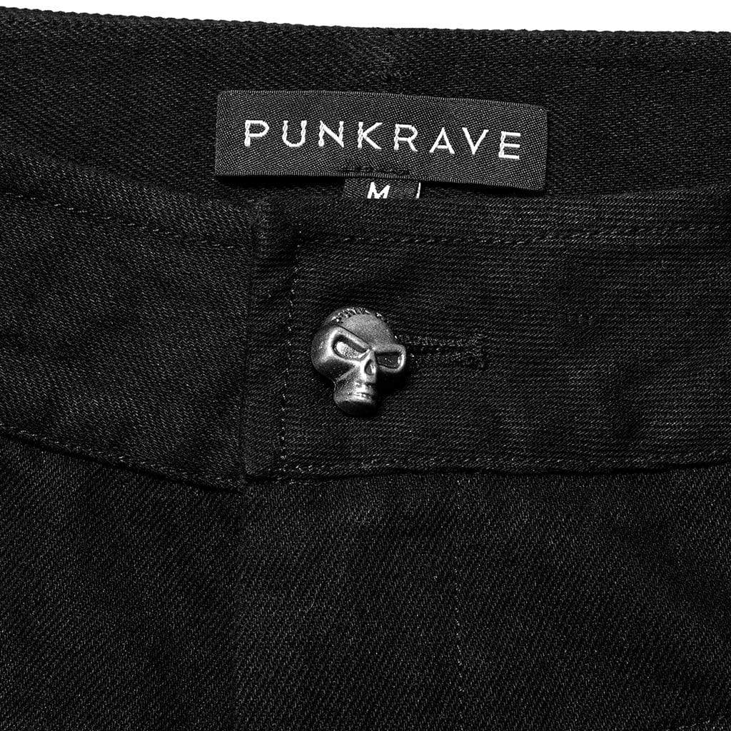 Punk Rave Men's Punk Ripped Buckle Splice Shorts