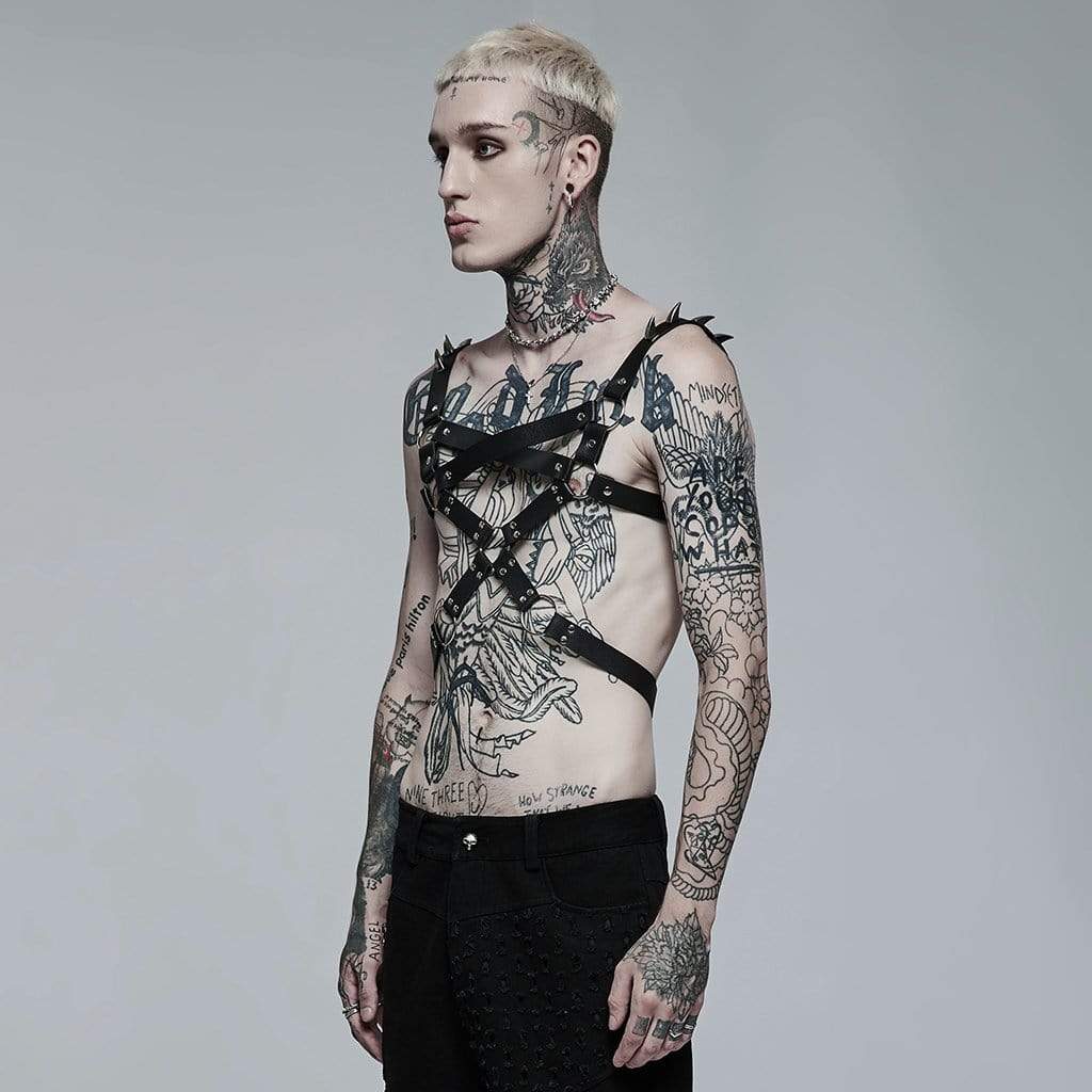 Punk Rave Men's Punk Rivet Faux Leather Harness