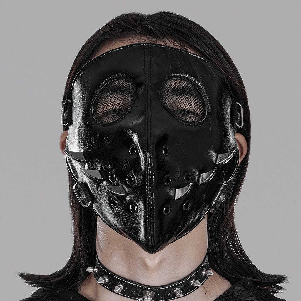 PUNK RAVE Men's Punk Rivets Faux Leather Mask