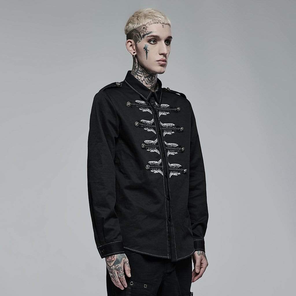 Punk Rave Men's Punk Skull Embroidered Shirt