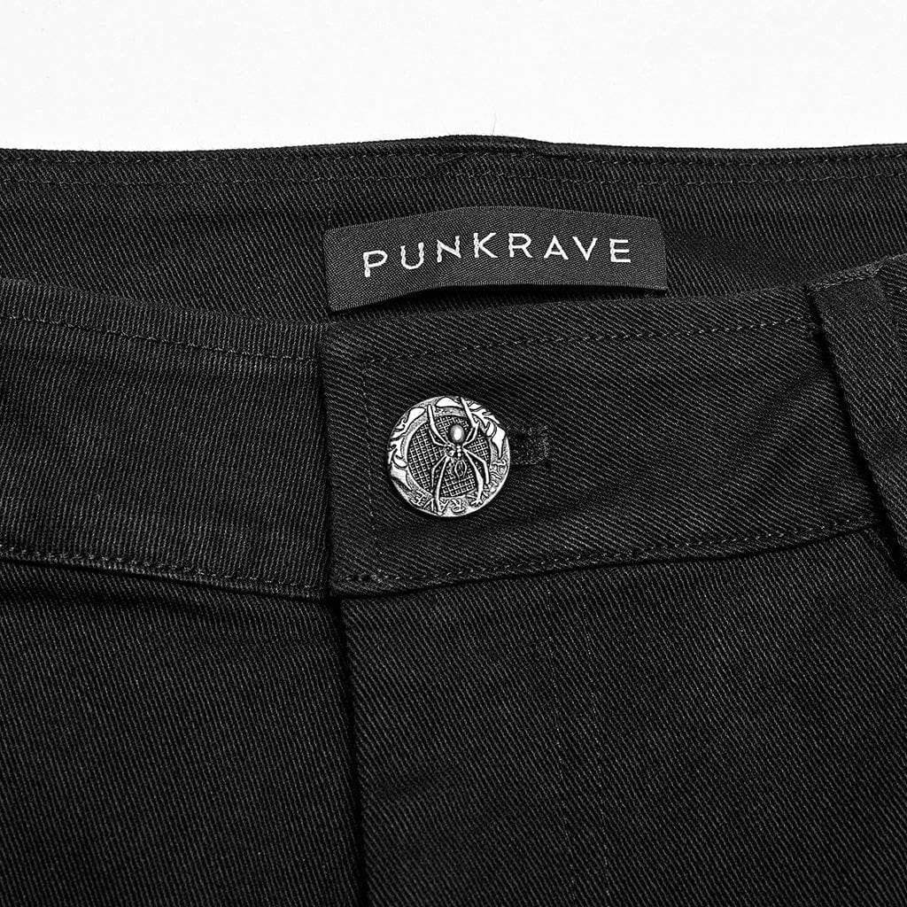 PUNK RAVE Men's Punk Spider Mesh Splice Pants