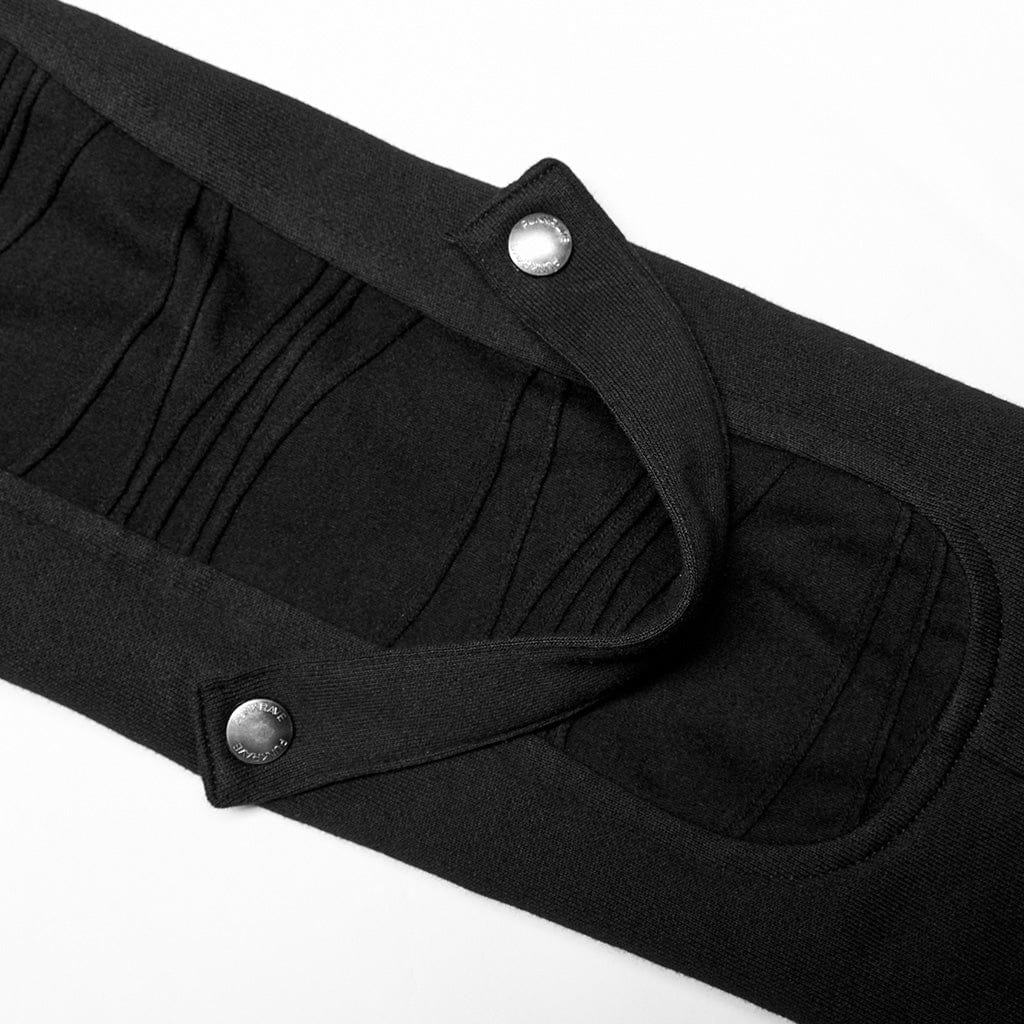 PUNK RAVE Men's Punk Stand Collar Asymmetric Zipper Long Coat
