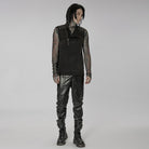 PUNK RAVE Men's Punk Stand Collar Asymmetric Zipper Vest